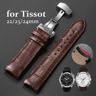 Dây đeo đồng hồ da thật cong 22mm 23mm 24mm Vòng đeo tay thắt lưng cho Tissot T035 607 407 439 428 617 Dây đeo có khóa bướm Nữ Dây đeo cổ tay doanh nhân
