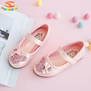 Hobibear//Mùa Xuân Mới Kim Cương Giả Hoạt Hình Công Chúa Bé Gái Giày Trẻ Em Trình Diễn Đầm Da
