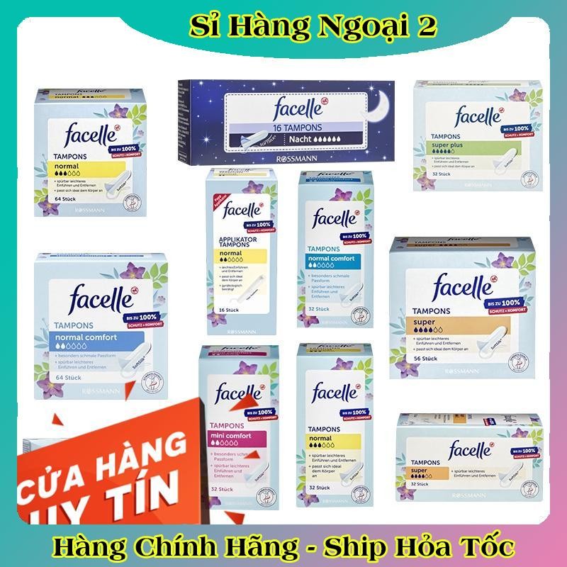 Tampon - Băng vệ sinh Tampon Facelle đầy đủ size chuẩn Đức -Date mới Đủ Bill