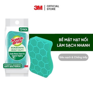 Miếng rửa chén hạt nổi 3M™ Scotch-Brite®, siêu sạch, chống trầy, gói 1 miếng, màu xanh, Làm sạch các vết bẩn cứng đầu
