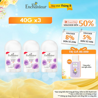 Combo 3 Sáp khử mùi trắng da Enchanteur Sensation 40g/chai