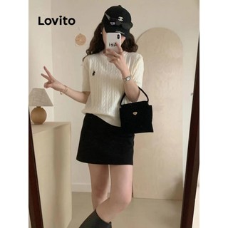 Lovito Áo dệt kim thêu trơn thông thường cho nữ LNE58591