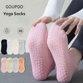 Tất ngắn thể thao GOUPDO, Tất tập Yoga cắt thấp bằng Cotton mềm mại, Tất chạy bộ màu trơn thoáng khí chống trượt dành cho nữ