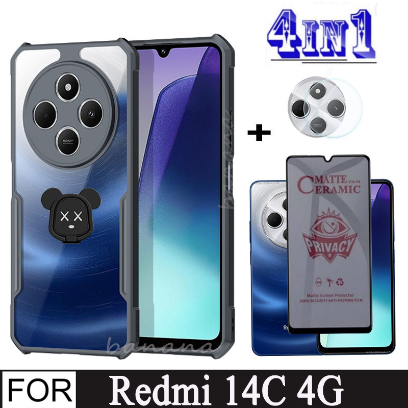 Ốp Điện Thoại Chống Sốc Redmi 14C 4G Cho Xiaomi Redmi 13 13C 12C A3 Ống Kính Máy Ảnh Kính Cường Lực Mềm Bảo Vệ Màn Hình Riêng Tư Và Giá Đỡ Điện Thoại Di Động