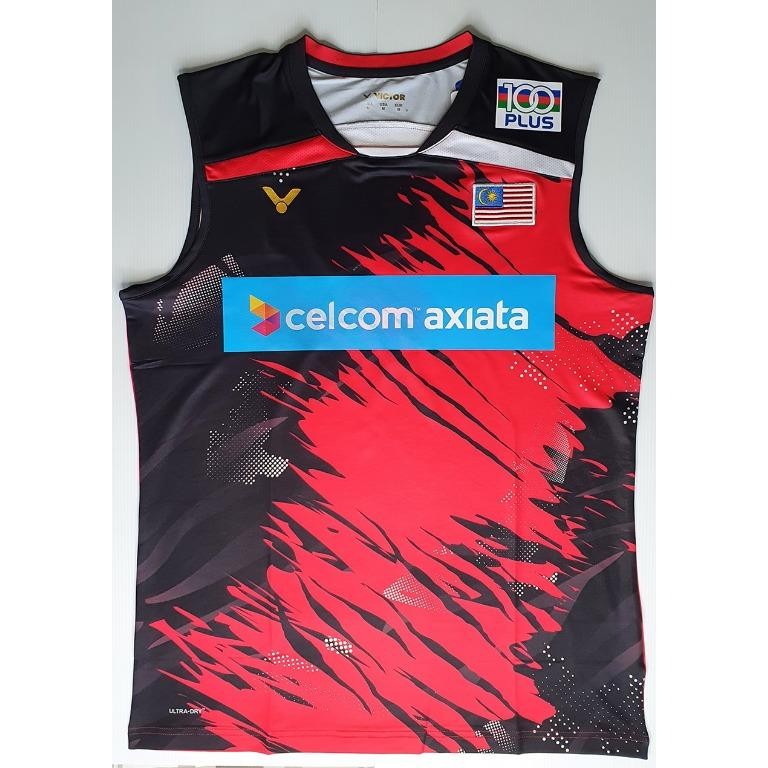 Victor T10001D LEE ZII JIA MALAYSIA 2021 SEASON Áo sơ mi nam không tay màu đỏ đen