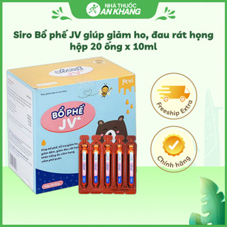 Siro Bổ phế JV giúp giảm ho, đau rát họng hộp 20 ống x 10ml