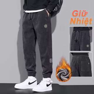 M-5xl Quần Giữ Nhiệt Nam Mùa Đông Lông Lót Lông Cừu Dày Siêu Ấm Quần Công Việc Cơ Bản Quần Chạy Bộ Ngoài Trời Chống Gió Rời Quần Giữ Nhiệt Thường Ngày Đen Xám Plus Kích Thước