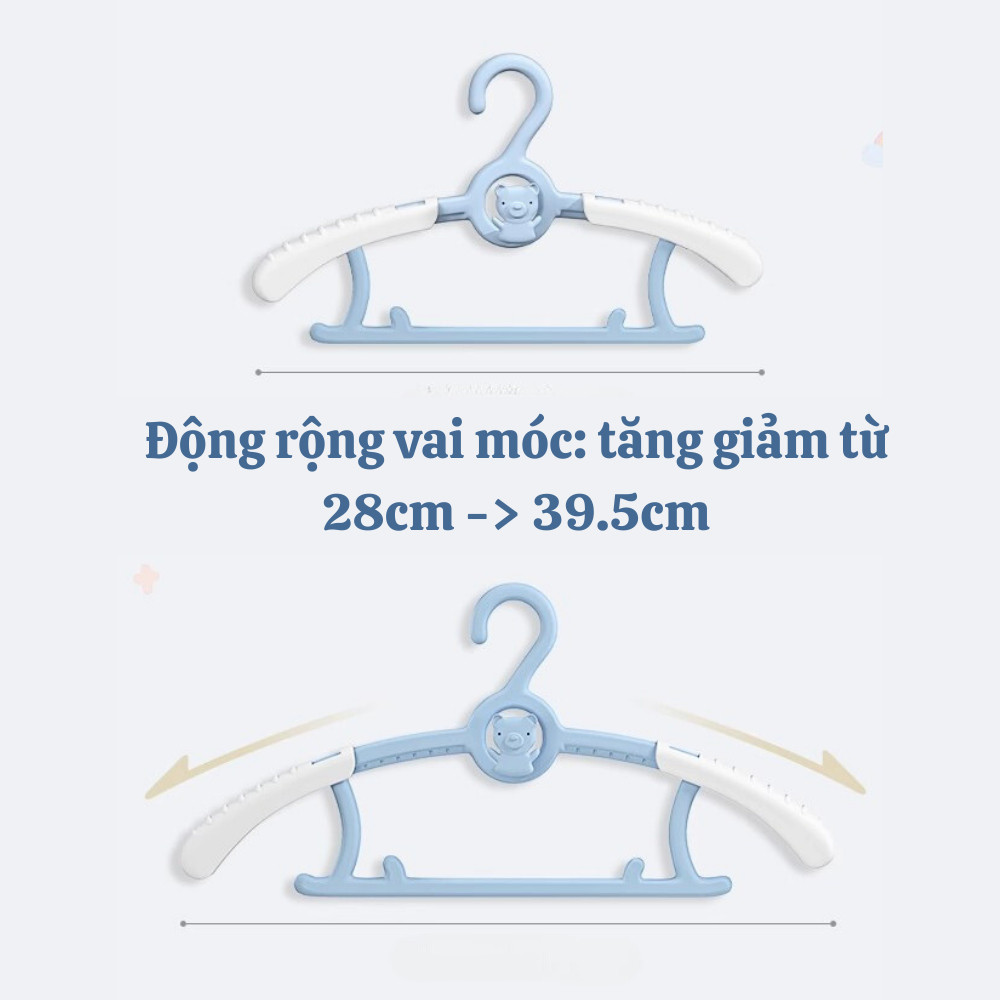 [HÀNG LOẠI 1] Móc treo quần áo trẻ em hình gấu chống trượt điều chỉnh được độ rộng nhựa PP siêu bền | BigBuy360 - bigbuy360.vn