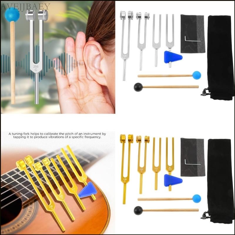 Avejjbaey Bộ 4 Phuộc Điều Chỉnh Chuyên Nghiệp 128Hz 256Hz 512Hz 528Hz với Túi Bảo Quản Di Động Phụ K