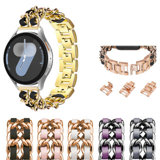 Dây đeo dây xích đôi bằng thép không gỉ cho Samsung Galaxy Watch 7 6 5 4 FE 40mm 44mm 4 6 Classic 46mm 42mm 43mm 47mm 5 pro Active 2 Vòng da dệt Dây đeo thời trang nam nữ