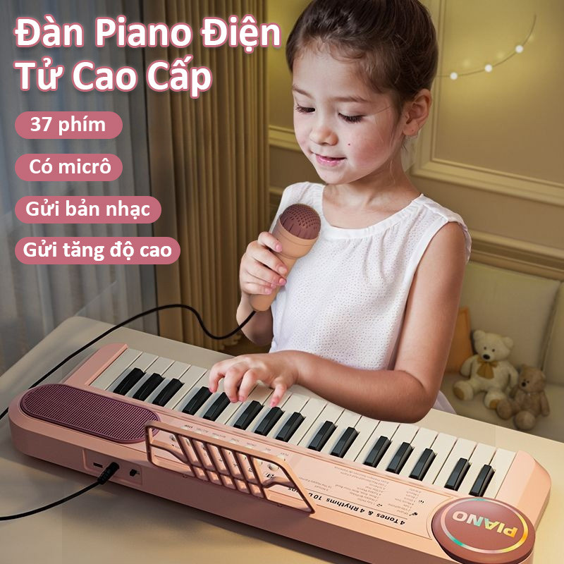 Đàn Piano Điện Tử Cao Cấp Với 37 Phím Bấm Kèm Micro，Âm Thanh Xung Quanh,Quà Sinh Nhật Cho Trẻ Em