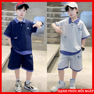 Đồ bộ hè mặc nhà,  đi học, đi chơi, du lịch cho trẻ em nam 6-14 tuổi. Sét hè cho bé trai 18-50kg mẫu polo caro
