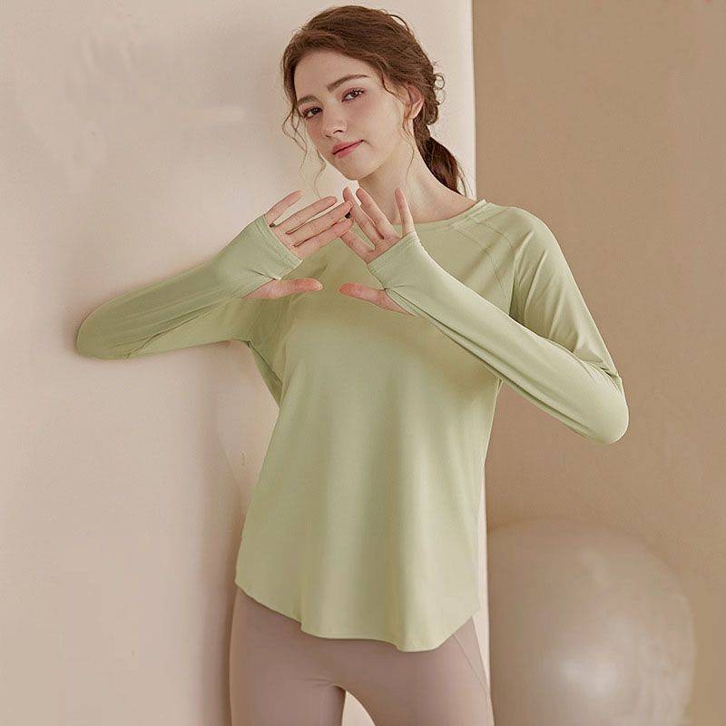 Loose Quick-Drying Exercise Top Long Sleeve T-shirt Yoga Clothes Breathable Running Fitness Clothes 