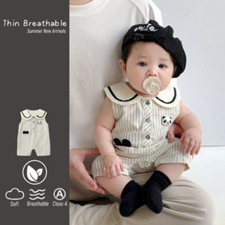  Mùa Hè Mới Quần Áo Cho Bé Trai Bé Gái Không Tay Body 0-24 Tháng Tuổi Sơ Sinh Loại A Cotton Mỏng Màu Be Gấu Trúc Búp Bê Hài Hòa Siêu Dễ Thương Phong Cách Hoạt Hình 
