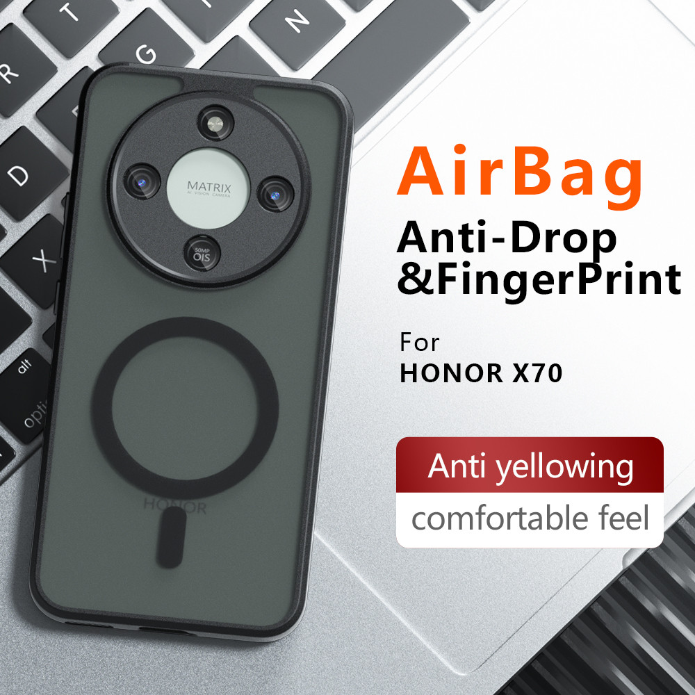 Vỏ cứng chống sốc Acrylic cho Honor X70 Sạc không dây Vỏ PC từ tính chống sốc cho Honor X70 Ốp lưng
