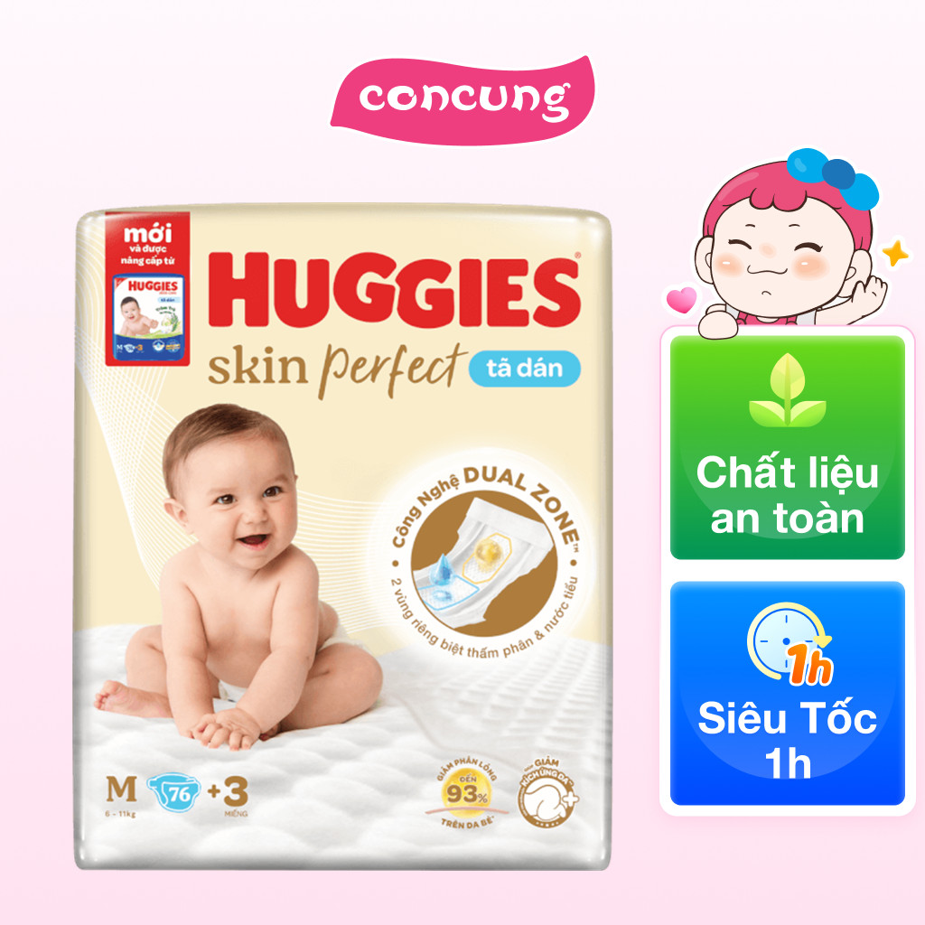 Tã dán cực đại Huggies Skin Perfect (M, 6-11kg, 76 miếng) - concung
