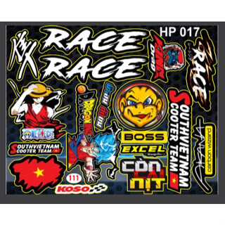 Combo tem dán xe điện hình lufy,race,suothvietnam cực chất DÁN XE MÁY XE ĐẠP ĐIỆN.....