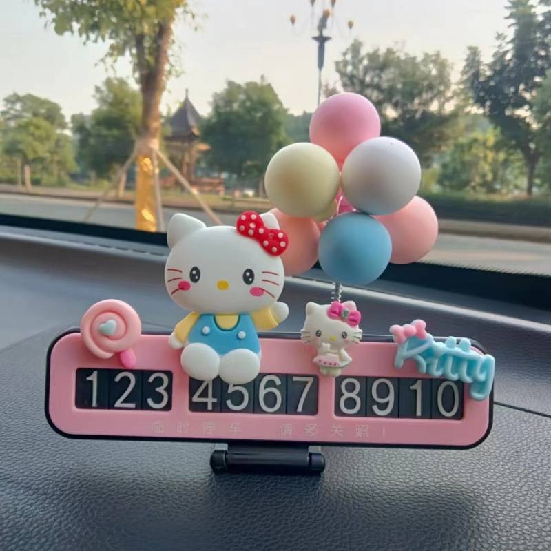 Temporary Parking Phone Card Hellokitty Car Interior Decoration Car Moving Number Plate Cute Girl Mi