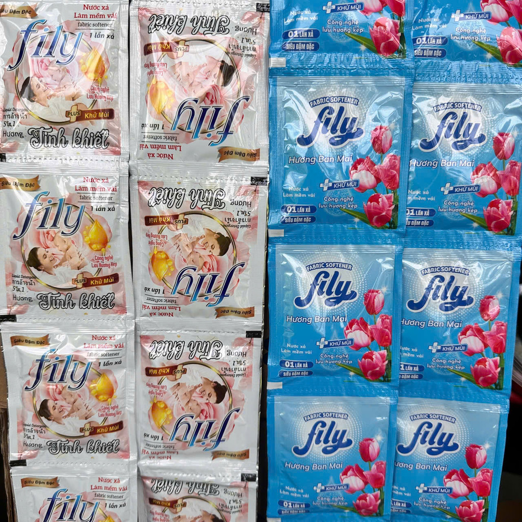 Combo 3 dây Nước Xả làm mềm vải Fily max siêu đậm hương ban mai/Hương tinh khiết đặc khử mùi hôi ẩm 