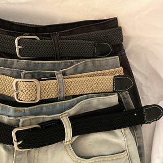   Thắt lưng vải đơn giản Thắt lưng nam không đục lỗ Thông thường Hợp thời trang Quần jean co giãn phong cách mới Thắt lưng dệt 