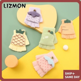 Găng tay trẻ em LIZMON, Găng tay sang trọng ấm áp đàn hồi, Găng tay hở ngón tay sợi len mềm mại Găng tay lật nửa ngón cho trẻ em từ 3-9 tuổi