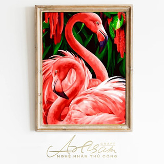 Tranh sơn dầu kỹ thuật số, khổ 40x50cm,Chim hồng hạc