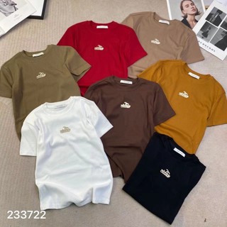 Áo thun tăm nữ tay ngắn cổ tròn cườm đá X chanmf hàng Quảng Châu chất cotton mát, áo phông mùa hè form vừa 233722 2