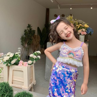 Set váy nàng tiên cá cho bé gái mùa hè Váy đi biển cho bé Váy hóa trang Halloween