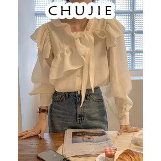 CHUJIE áo sơ mi nữ áo kiểu hàn quốc ins nhí nhảnh Xinh  dramatic WTX24709ZC 28Z240709