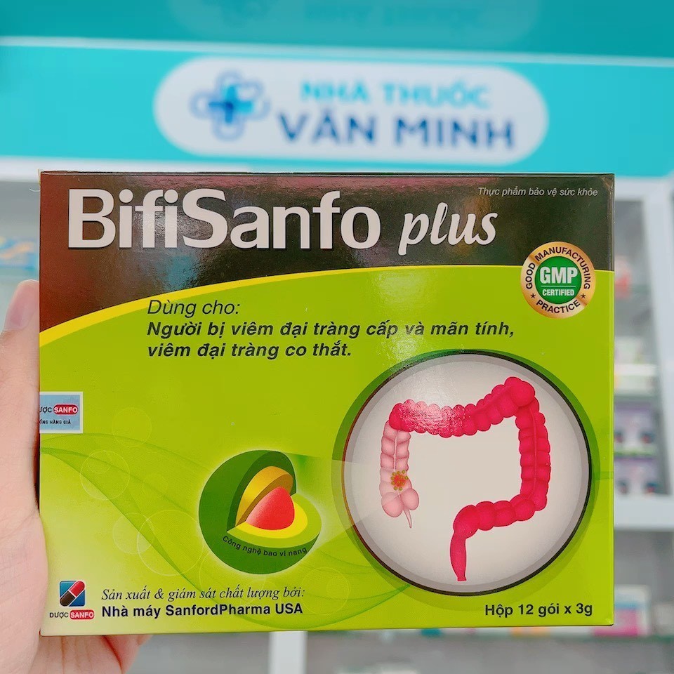 (Combo 5 Hộp) Men vi sinh Bifisanfo Plus hỗ trợ đại tràng, hội chứng ruột kích thích (Hộp 12 Gói)