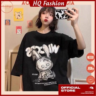 Áo thun nam Unisex in thỏ áo phông form rộng basic cổ tròn tay lỡ thời trang - HQ Fashion