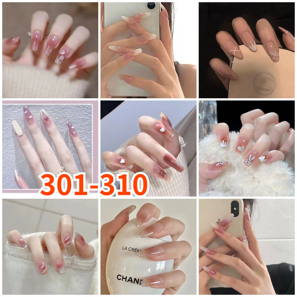 2024 Mới Nhất Màu Hồng Móng Tay Giả Với 24 Thạch Keo 24 Chiếc Móng Tay Nghệ Thuật Móng Tay Giả Pháp 