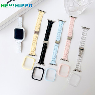 Dây đeo đồng hồ nhựa mùa hè cho iwatch 9 8 7 45mm 41mm Ba dây đeo đồng hồ + kẹo PC cho iwatch series 9 8 7 se2 se 6 5 4 3 44mm 40mm ban nhạc