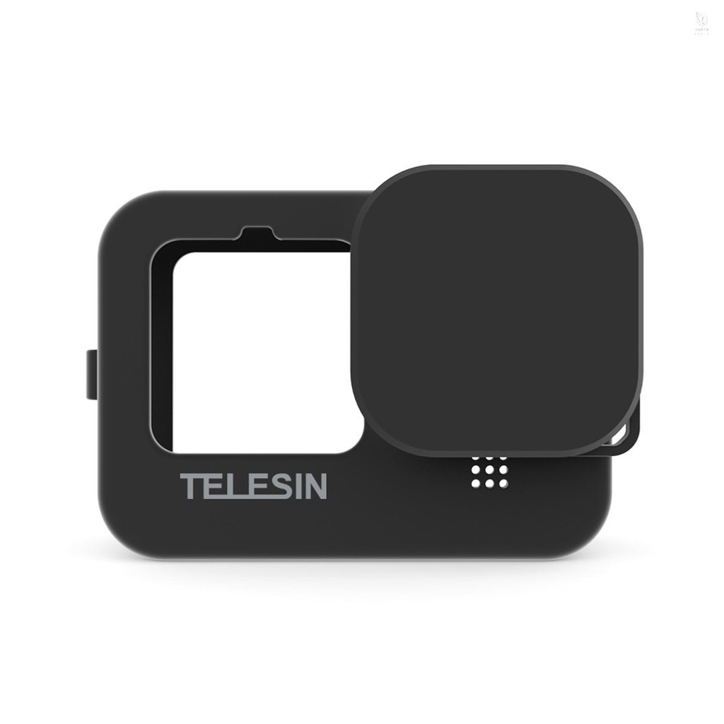 Vỏ bảo vệ Camera hành động TELESIN Vỏ silicon mềm có nắp ống kính Phụ kiện bảo vệ dây buộc thay thế cho máy ảnh Hero 9 10 màu đen