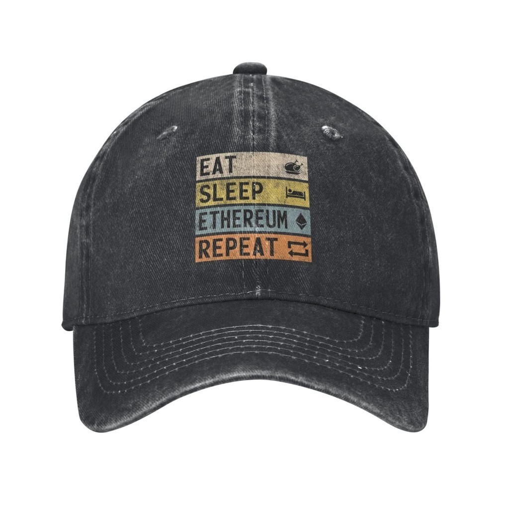 Eat Sleep Ethereum Thiết kế lặp lại Mũ bóng chày chất lượng cao