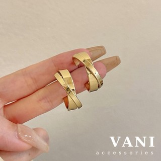 TS1168 - Khuyên Tai C Tròn Chéo Chữ X - Vani Store