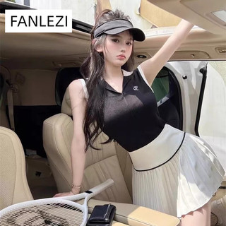FANLEZI Đầm Xếp Ly Lưng Cao Cổ POLO Không Tay Thời Trang Mùa Hè Cho Nữ GM2452PWV