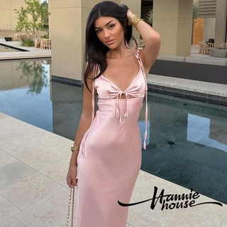 Hannie House- Đầm trượt cổ chữ V không tay dành cho nữ