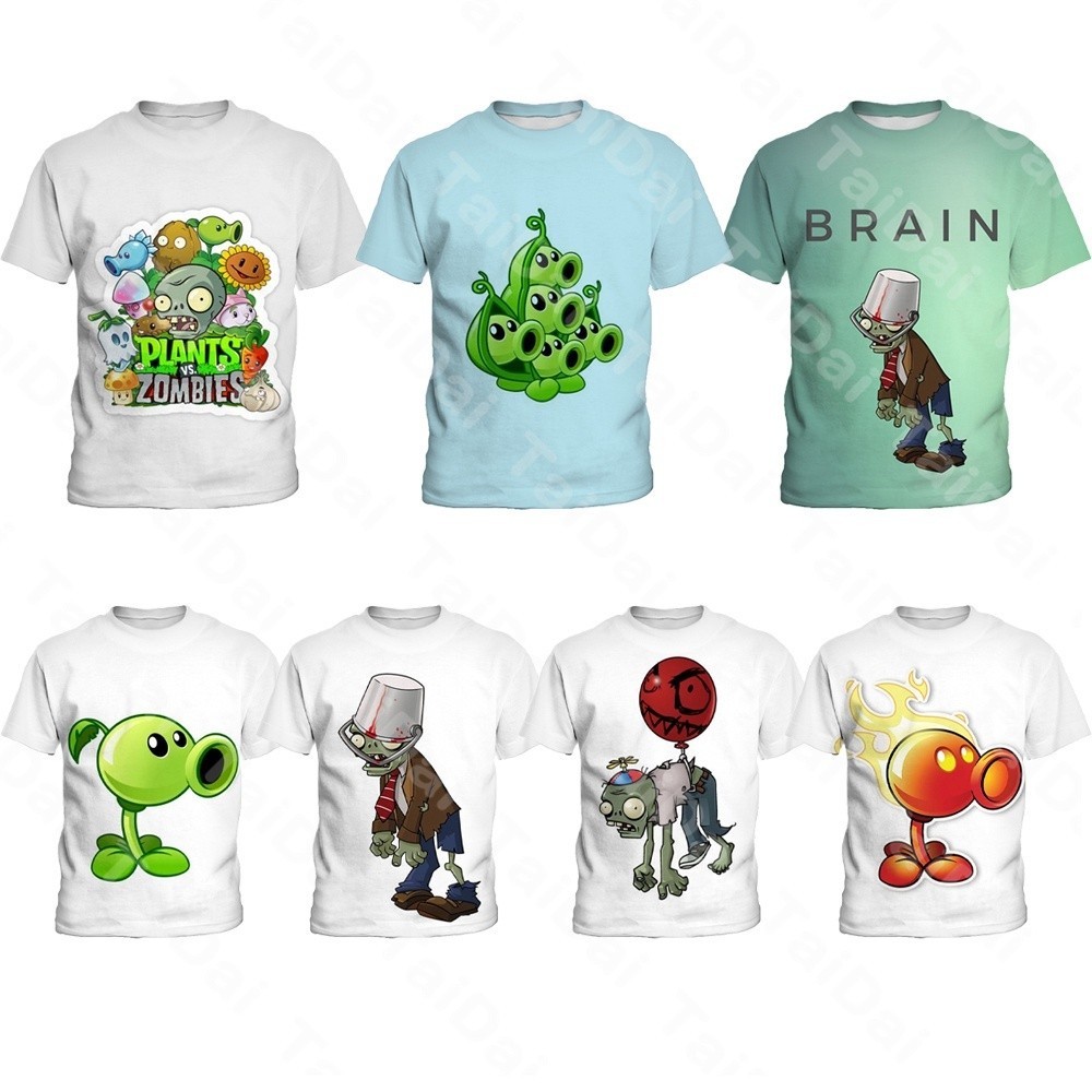 Plants VS Zombies 3D in mô hình in trẻ em của T-Shirt casual ngắn tay hàng đầu