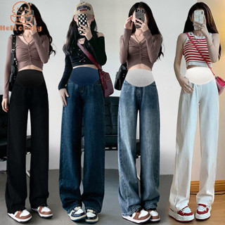 Hellobaby Quần jean ống rộng dành cho bà bầu  kiểu dáng rộng mùa thu Tide mẹ mặc quần ống thẳng lưng cao và cảm giác mỏng