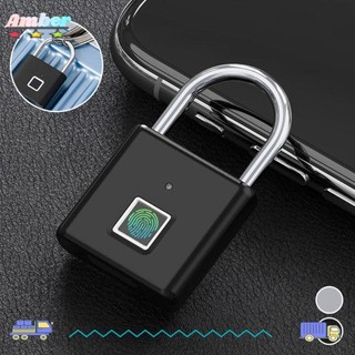 Ổ khóa vân tay thông minh AMBER, Khóa mật khẩu vân tay sạc USB chống trộm, Ổ khóa vân tay chống nước di động