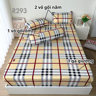 Bộ ga giường thun lạnh 4 món R293 in 3D REE Bedding đủ size drap trải nệm