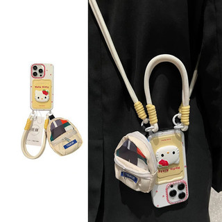 Niche Cartoon Dễ Thương Dâu kt Cat Coin Purse Thích Hợp Cho iPhone15promax Ốp Điện Thoại Apple 14 13 12 11 XSmax XR 8plus 7 Vỏ Thẻ Phong Cách Mới Cao Cấp Vỏ Điện Thoại Chống Sốc