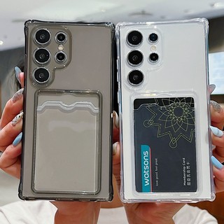 Ví Trong Suốt Silicon Mềm Chống Sốc Dành Cho Samsung Galaxy S23 FE S23 S24 Ultra S24 Plus Ốp Lưng Có Khe Cắm Thẻ Giá Đỡ Trong Suốt Vỏ Điện Thoại Di Động