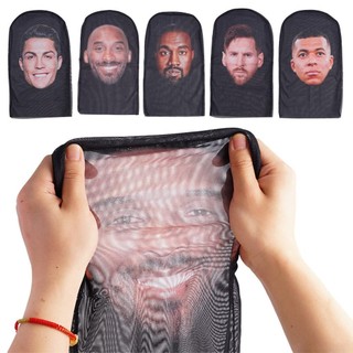 Lưới liền mạch đàn hồi Full Face Mask Mô phỏng Ronaldo Balaclava Cosplay Messi Mũ Kanye L0D7