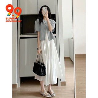 Set Áo Khoác Và Đầm Hai Mảnh Màu Trắng Nhẹ Nhàng Kích Thước Lớn Phong Cách Mới Mùa Hè Cho Nữ