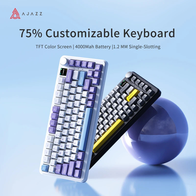 Mới AJAZZ AK820 MAX trục từ tính Tri-mode Hot Swap 4000mAH RGB Bàn phím cơ chơi game không dây Bluet