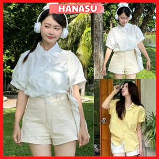 Áo sơ mi nữ tay ngắn thêu nơ chất thô mềm phong cách Hàn Quốc mặc đi chơi đi làm A289-HANASU