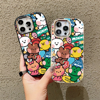 Bộ sưu tập động vật Graffiti Vỏ điện thoại toàn màn hình Tương thích cho IPhone16 12 13 14 15 Pro MAX Plus 11Pro 13Pro 7 8 Plus X XR XS MAX SE 2020 Vỏ chống sốc mềm sang trọng