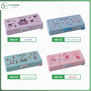 Hộp Đựng Bút 2 Tầng Vali Mini Vi-Home Kèm Sticker Hoạt Hình Kuromi Cinamoroll Melody Cho Bé